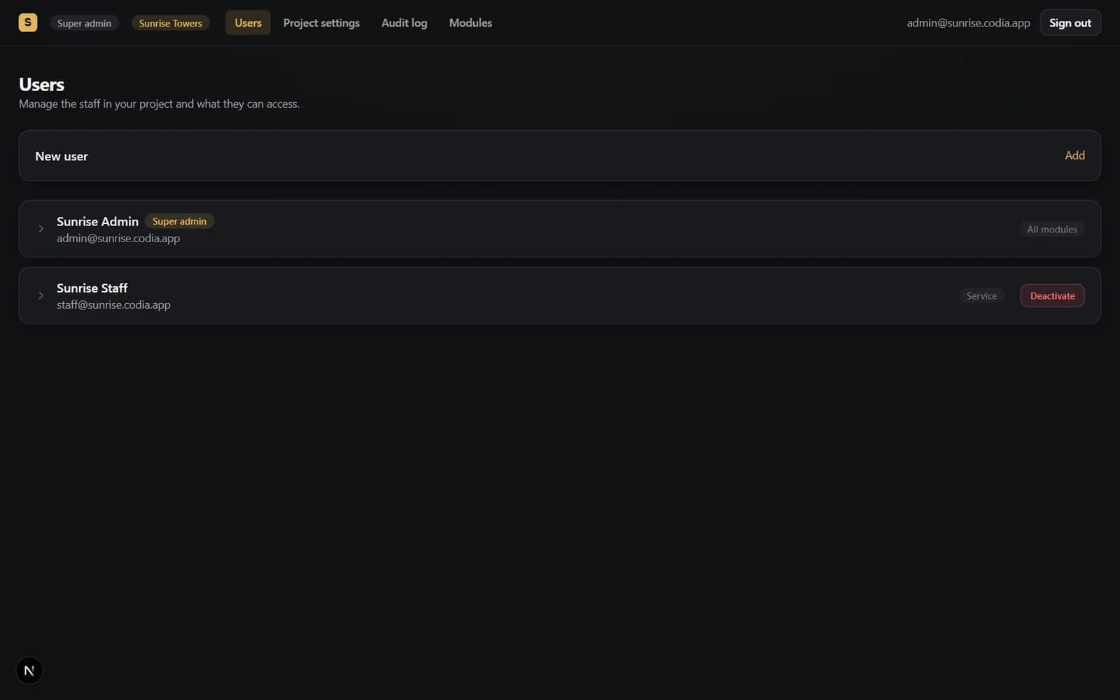 Role-based user management